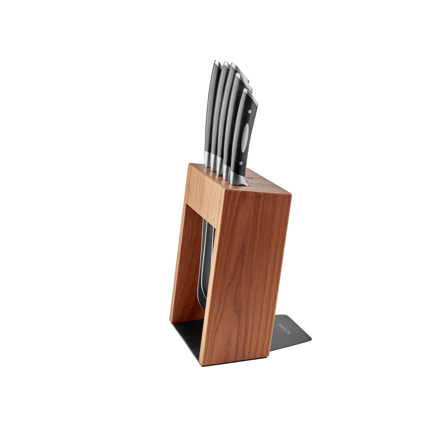 Classic 6pc. Kalø Carbonized Ash Wood Knife Block Set with Black Base